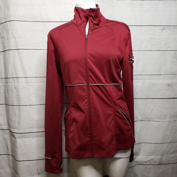 Athleta reflective track jacket maroon grey medium - Picture 1 of 7